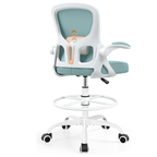 Drafting Chair, Tall Office Chair for Standing Desk with Flip-Up Armrests, Adjustable Foot Ring & Lumbar Support, Breathable Mesh High Desk Stool for Studio & Drafting Table