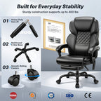 TUORUI Massage Office Chair, Footrest, 6-Point Vibration, Heat, Reclining, 400 lb | Big and tall executive ergonomic desk chair, PU leather, adjustable height, for home office, conference, gaming and reading