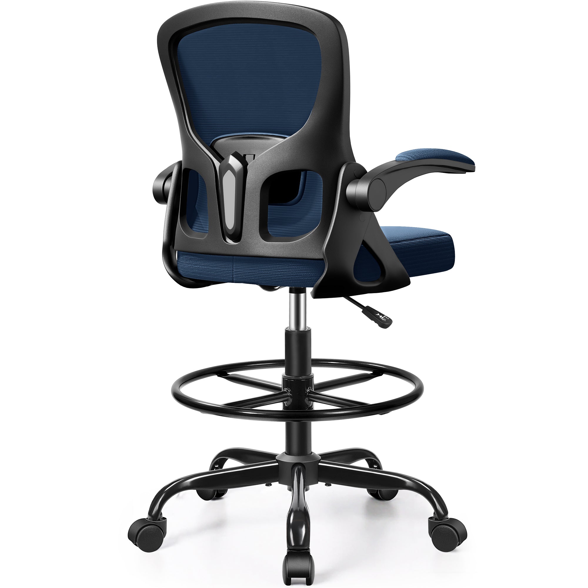 Drafting Chair Tall Office Chair for Standing Desk - Ergonomic Computer Work Stool with Flip-up Arms