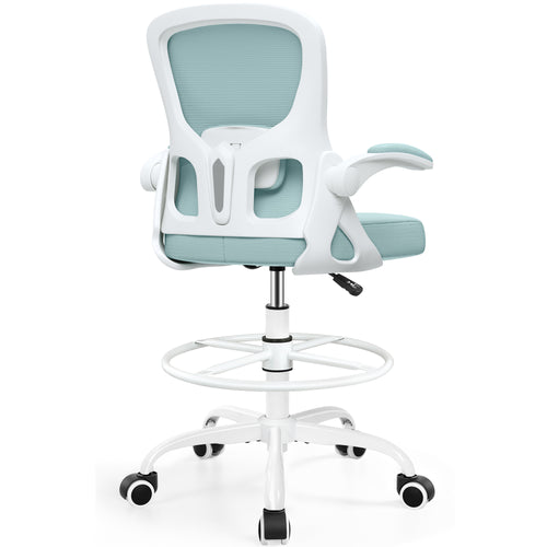Drafting Chair Tall Office Chair for Standing Desk - Ergonomic Computer Work Stool with Flip-up Arms