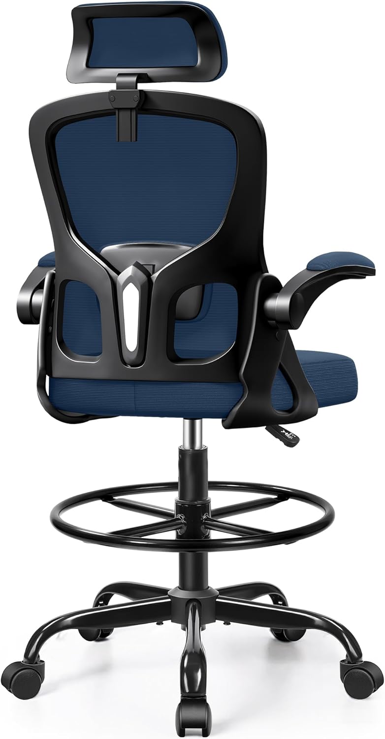 Drafting Chair, Tall Office Chair for Standing Desk, Ergonomic High Back with Headrest, Lumbar Support