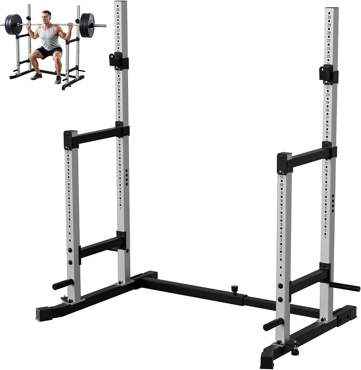 BlackPear Squat Rack, Adjustable Barbell Rack, Adjustable Width Weight Rack