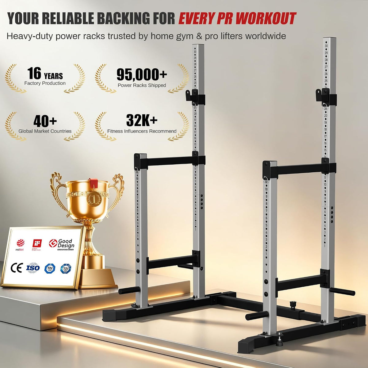 BlackPear Squat Rack, Adjustable Barbell Rack, Adjustable Width Weight Rack