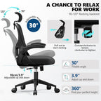 Ergonomic Office Chair, Mesh Desk Chair with Adjustable Headrest & Lumbar Support