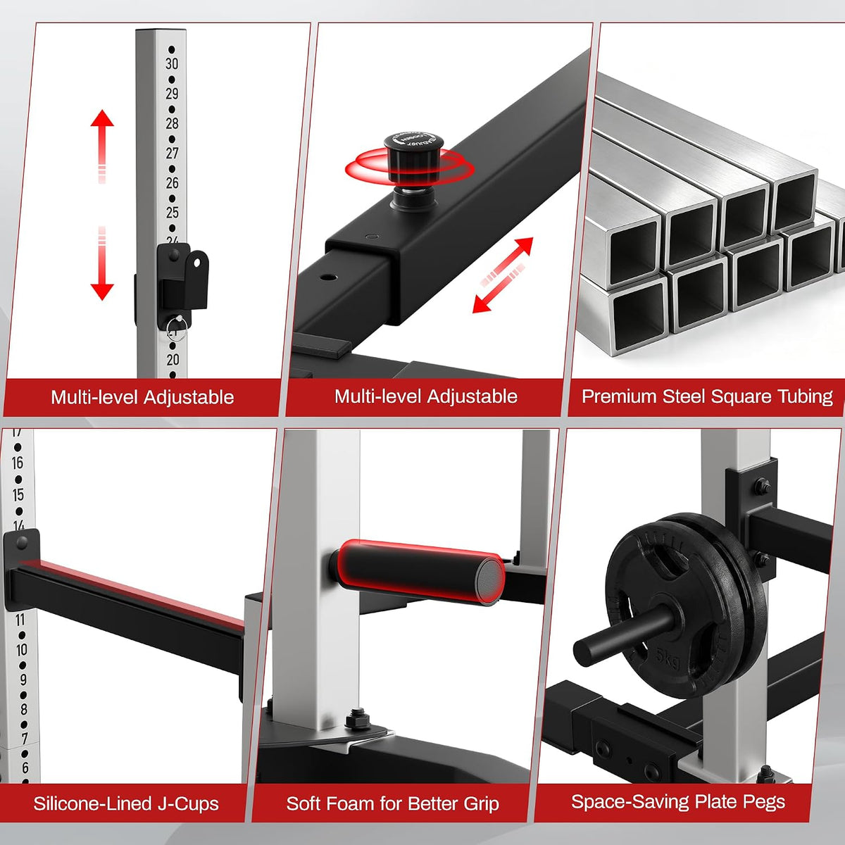 BlackPear Squat Rack, Adjustable Barbell Rack, Adjustable Width Weight Rack