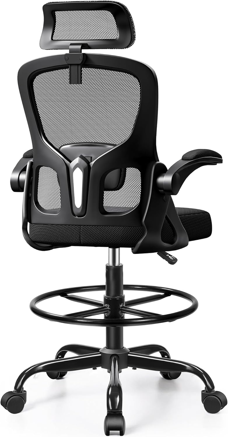 Drafting Chair, Tall Office Chair for Standing Desk, Ergonomic High Back with Headrest, Lumbar Support
