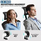 Ergonomic Office Chair, Mesh Desk Chair with Adjustable Headrest & Lumbar Support