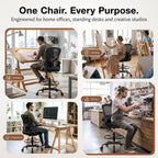 Drafting Chair, Tall Office Chair for Standing Desk with Flip-Up Armrests, Adjustable Foot Ring & Lumbar Support, Breathable Mesh High Desk Stool for Studio & Drafting Table