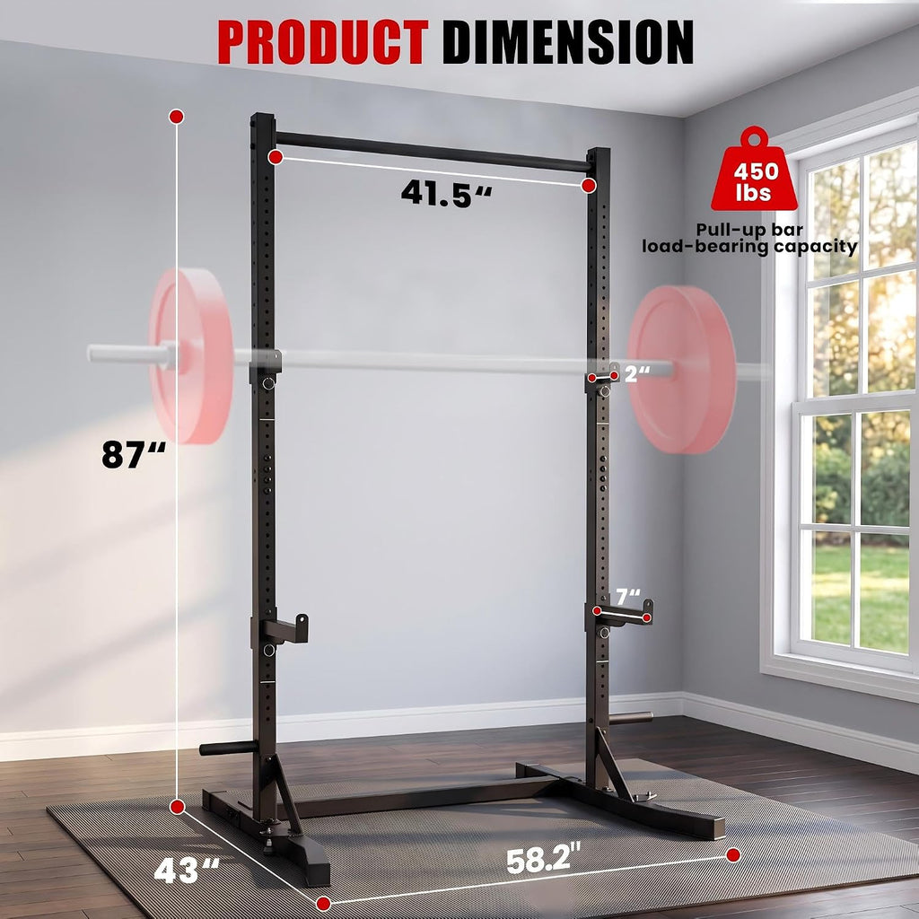 BlackPear Squat Rack, Adjustable Power Rack with Pull Up Bar for a Home Gym