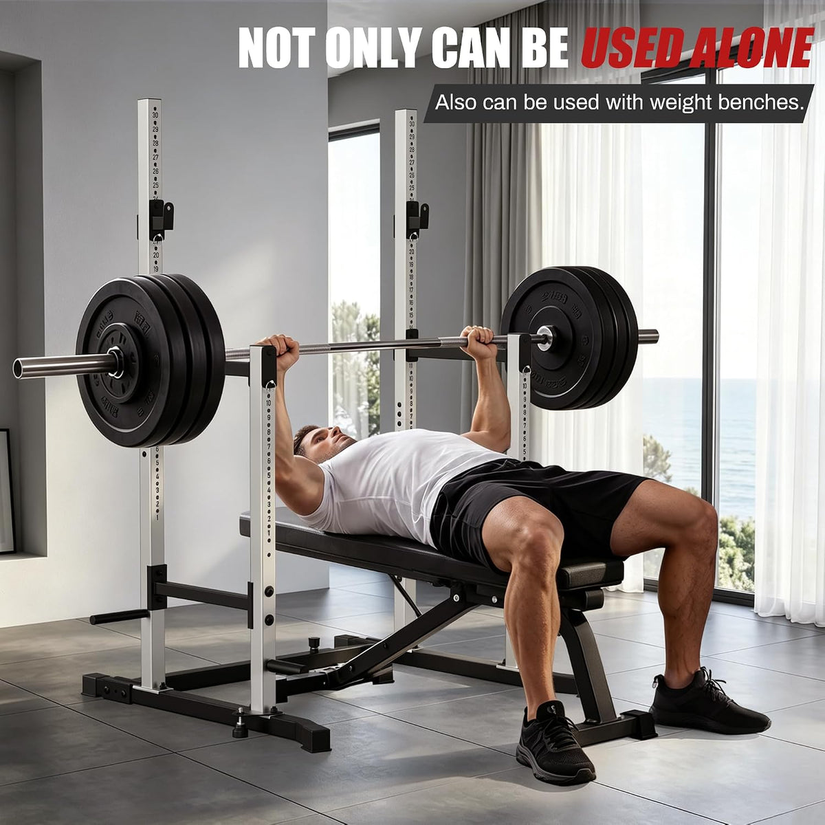 BlackPear Squat Rack, Adjustable Barbell Rack, Adjustable Width Weight Rack
