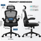 Ergonomic Office Chair, Mesh Desk Chair with Adjustable Headrest & Lumbar Support