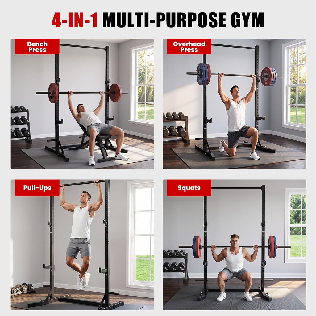 BlackPear Squat Rack, Adjustable Power Rack with Pull Up Bar for a Home Gym