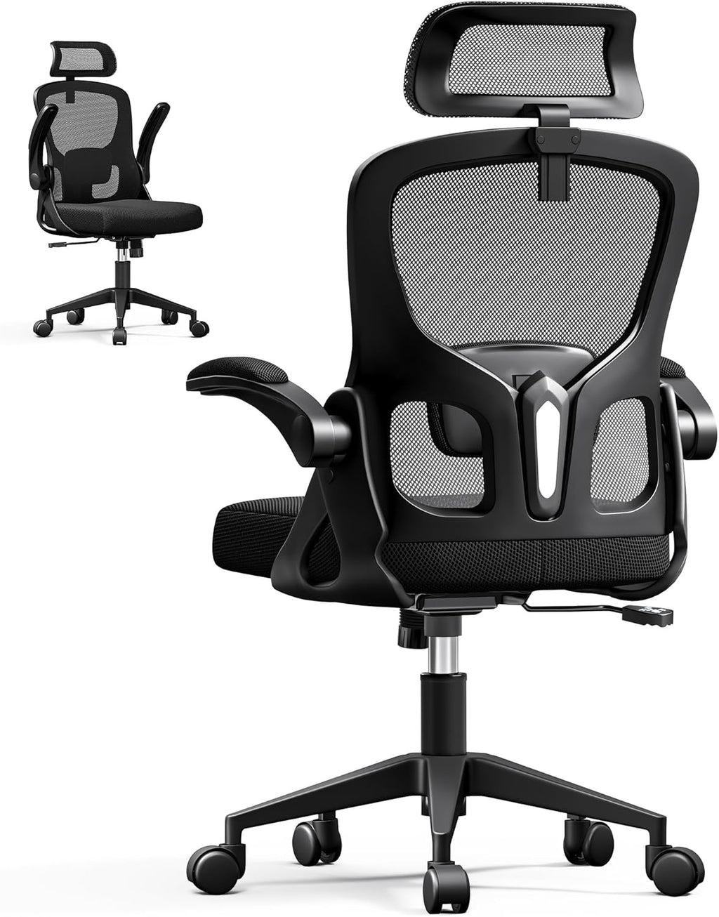 Ergonomic Office Chair, Mesh Desk Chair with Adjustable Headrest & Lumbar Support