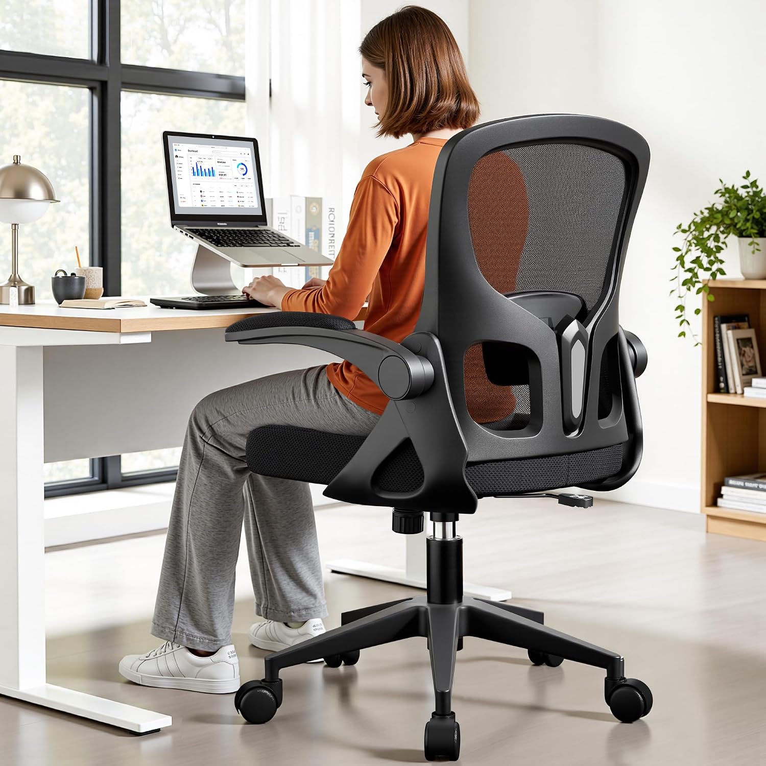 Office Chair Ergonomic Desk Chair, Adjustable Lumbar Support Rolling Swivel Comfy Chair