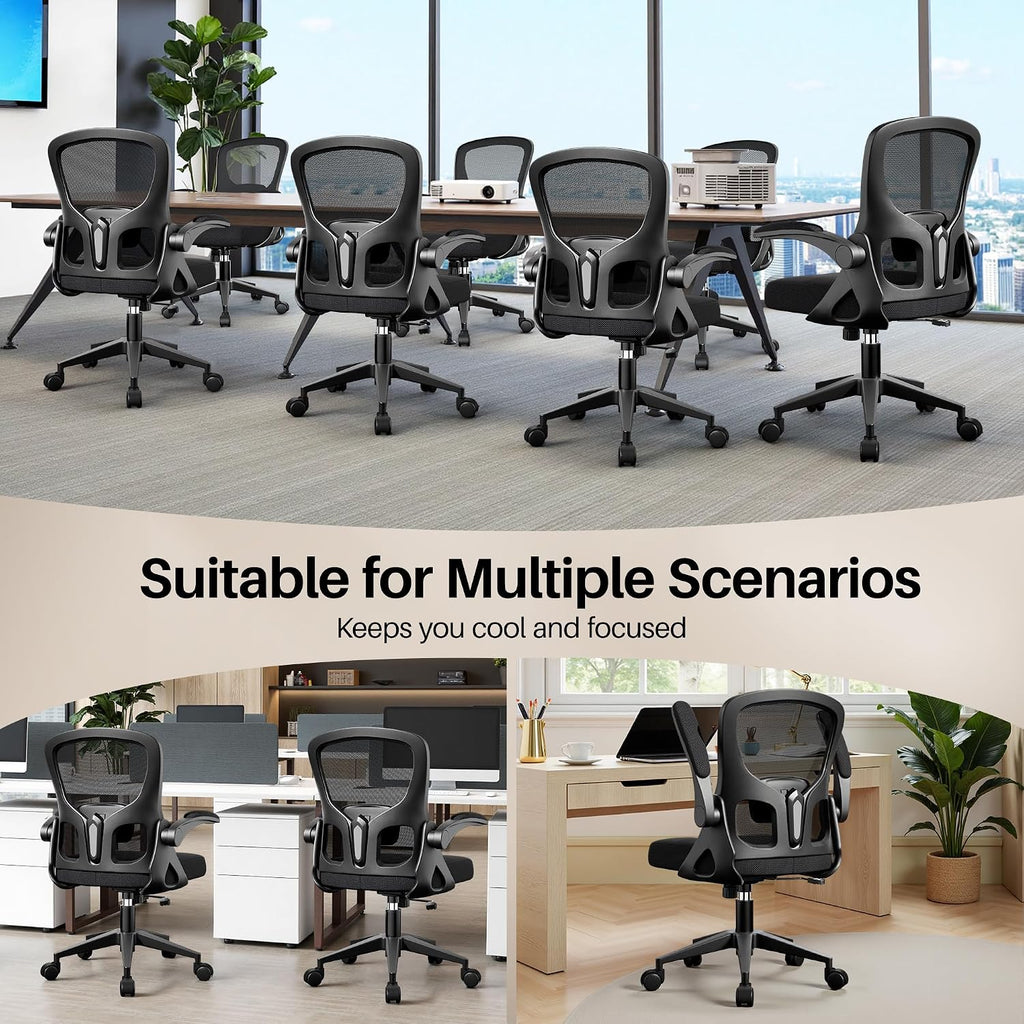 Office Chair Ergonomic Desk Chair, Adjustable Lumbar Support Rolling Swivel Comfy Chair