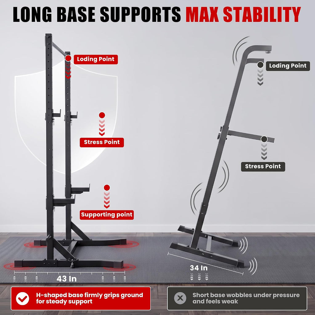 BlackPear Squat Rack, Adjustable Power Rack with Pull Up Bar for a Home Gym