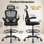 Drafting Chair, Tall Office Chair for Standing Desk, Ergonomic High Back with Headrest, Lumbar Support
