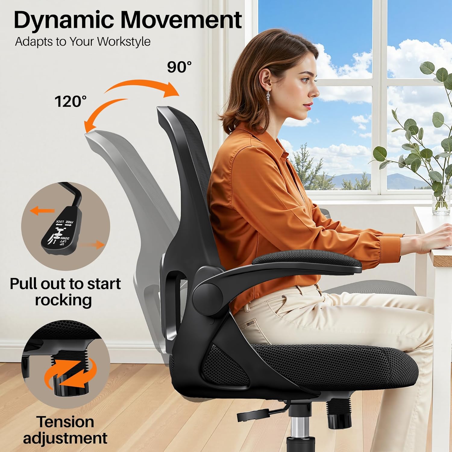 Office Chair Ergonomic Desk Chair, Adjustable Lumbar Support Rolling Swivel Comfy Chair